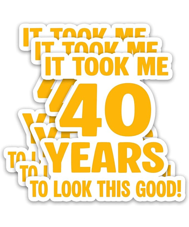 (3Pcs) Funny 40th Birthday Stickers – It Took me 40 Years to Look This Good - Cheers to 40 Years Waterproof Vinyl Decals for Forty Birthday Gifts, Water Bottles, Scrapbooks, Journals, 3 x 2.7 inch