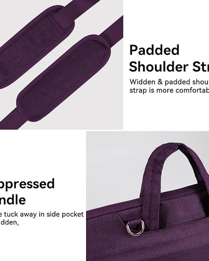 Voova Laptop Bag 15.6 Inch, Waterproof Computer Sleeve Carrying Case with Shoulder Straps & Handle Compatible with Macbook Air 15 M2/M3/M4, MacBook Pro 15/16, 15-16 Inch Hp Dell Lenovo, Dark Purple
