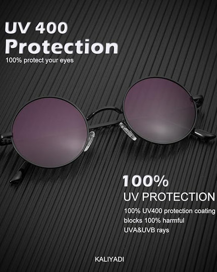 KALIYADI Round Polarized Sunglasses for Men Women Retro Metal Hippie Circle Style Sun Glasses UV Protection