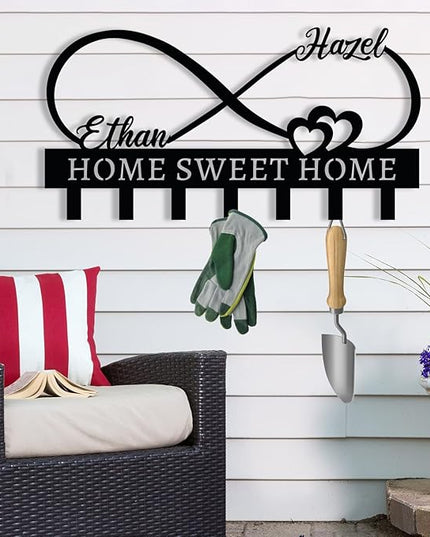 Personalized Metal Couple's Name Key Holder, Custom Infinity Key Hook,Metal Wall Mount Custom Name Hooks, Name Letter Wall Decoration Key Hooks, Key Hanger Decor, Key Organizer for Room, Wedding Gift