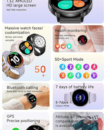 Fitness Tracker with Heart Rate Monitor Activity Tracker with Pedometer Smart Watch Sleep Monitor with Step Counter Calories Blood Oxygen Blood Pressure Monitor Make/Answer Call Health Tracker