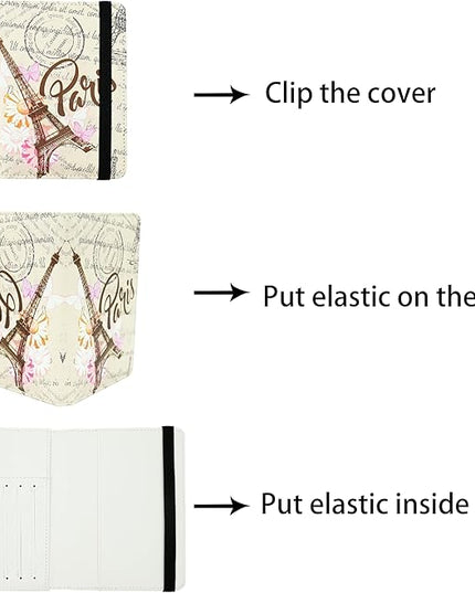 Eiffel Tower Passport Holder for Women and Men PU Leather Passport Cover for Travel