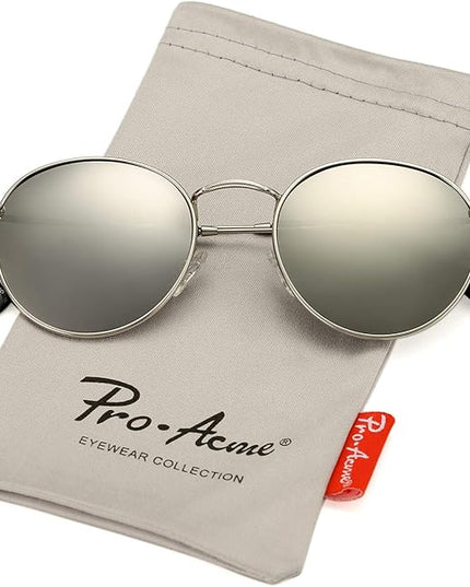 Pro Acme Small Round Metal Polarized Sunglasses for Women Retro Designer Style