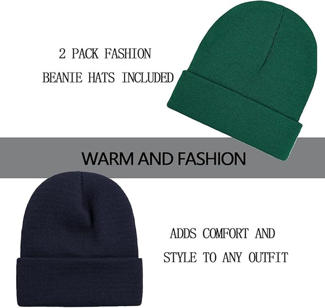 ZOORON 1&2 Pack Beanie for Men Women Slouchy Beanie Hats Winter Knit Caps Soft Ski Hat Unisex