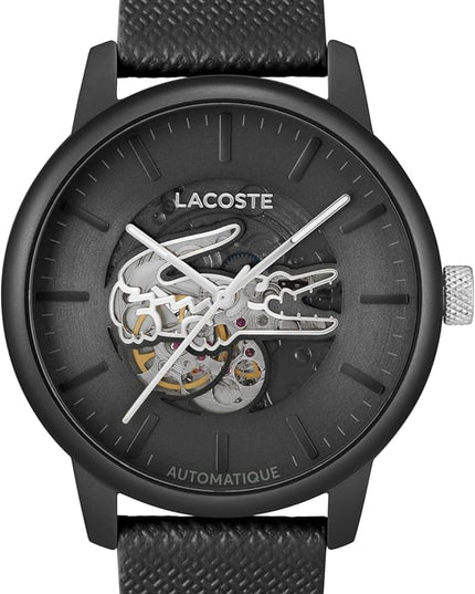 Lacoste.12.12 Men's Automatic Watch - Sporty Leather Strap - Water Resistant up to 5ATM/50 Meters - Self-Winding - Premium Fashion Timepiece - Gift for Him - 44mm