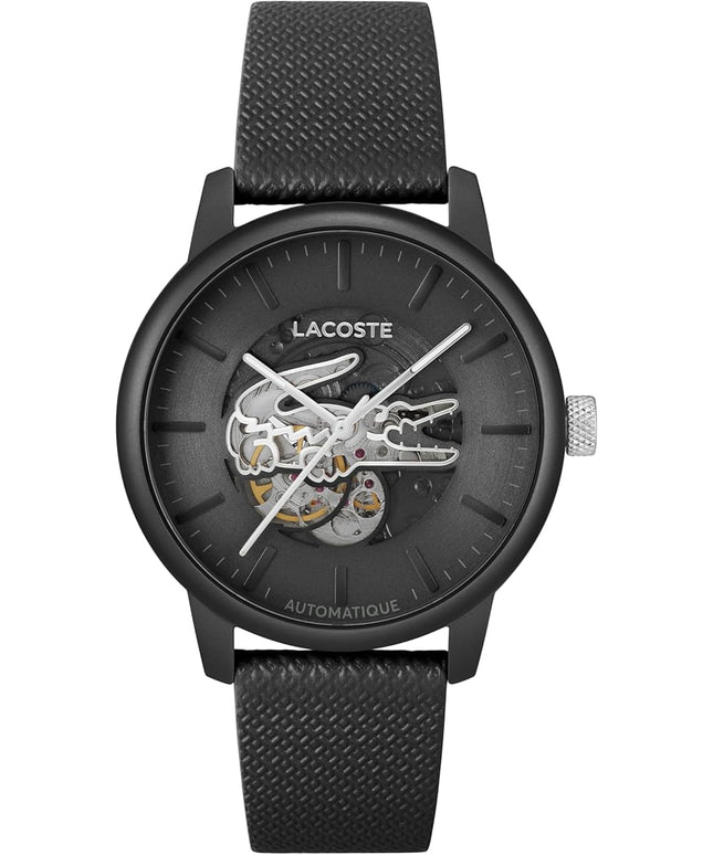 Lacoste.12.12 Men's Automatic Watch - Sporty Leather Strap - Water Resistant up to 5ATM/50 Meters - Self-Winding - Premium Fashion Timepiece - Gift for Him - 44mm