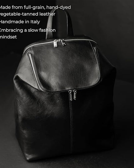 Time Resistance Leather Backpack - Unisex Business Rucksack Laptop Bag for Bag and Women (Black)