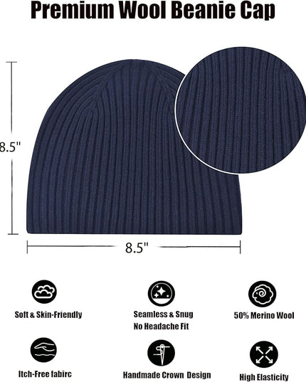 choshion Wool Knit Fisherman Beanie Hat for Men Women,Cuffless Warm Short Cuff Beanies Toboggan Ski Hats Winter Skull Cap