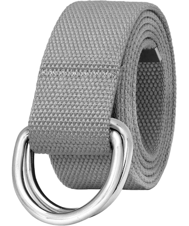 Falari Canvas Web Belt Metal Double D Ring Buckle for Men Women Casual Cloth Military Style Belt 1 1/2" Wide