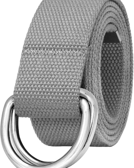 Falari Canvas Web Belt Metal Double D Ring Buckle for Men Women Casual Cloth Military Style Belt 1 1/2" Wide