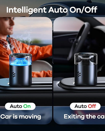 Smart Car Air Freshener, Automatic Car Air Freshener Diffuser with Ambient Light, Car Diffuser with 2 Essential Oil Box, Aromatizante Para Carro, Car Fresheners Long Lasting (2 Essential Oil Box)