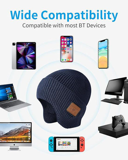 Bluetooth Beanie for Men Women, HD Stereo Sound Beanie with Headphones, Unique Tech Gifts for Men Husband Him Teen