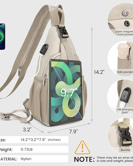 LOVEVOOK Sling Bag for Women Casual Daypack Nylon Crossbody Sling Backpack Travel Shoulder Bag Hiking Daypack