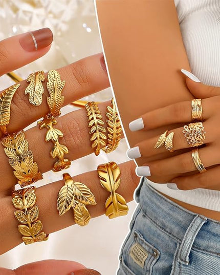 KISS WIFE Goldenen Silvery Black Kunckle Rings Set for Women, Dainty Simple Trendy Cute Stackable Finger Rings Pack, Perfect for Stacking Layering on Thumb and Knuckle, Mixed Size, Jewelry Gift