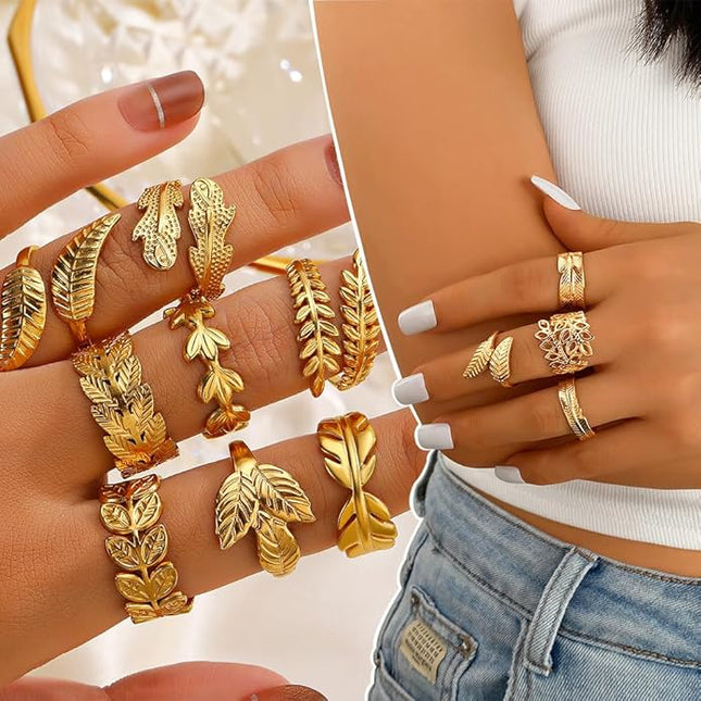 KISS WIFE Goldenen Silvery Black Kunckle Rings Set for Women, Dainty Simple Trendy Cute Stackable Finger Rings Pack, Perfect for Stacking Layering on Thumb and Knuckle, Mixed Size, Jewelry Gift
