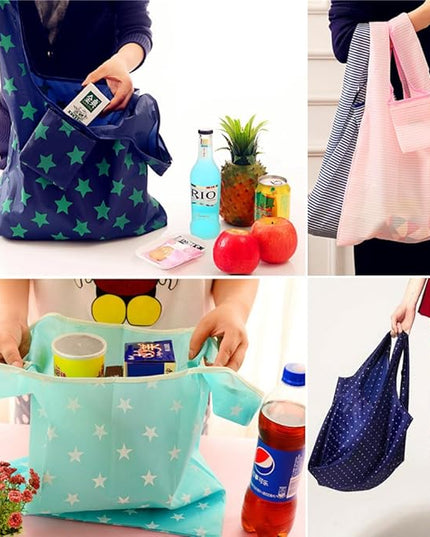 Cloth Tote Bags, Reusable, Foldable, Recycle for Shopping, Fits in Pocket, Eco Friendly for Groceries, Water Resistant, Lightweight, Strong & Durable Large (6Pack)