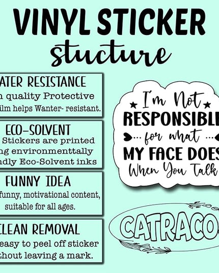 (3Pcs) I'm Not Responsible for What My Face Does When You Talk Sticker, Gifts Decorate Books Laptop Phone, Water Bottles Kindles Stickers, Tumbler Sticker Waterproof Vinyl Decorate Sticker 3" Inch