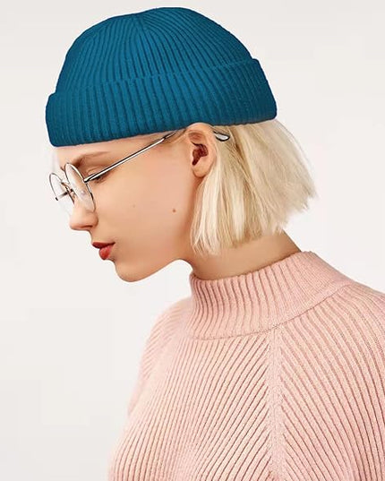 ROYBENS Swag Wool Knit Cuff Short Fisherman Beanie for Men Women, Winter Warm Hats