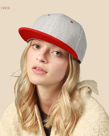 CHOK.LIDS Flat Bill Visor Classic Snapback Hat Blank Adjustable Brim High Top End Trendy Color Style Plain Tone Baseball Cap