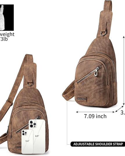 FALAN MULE Crossbody Bags for Women Trendy Leather Sling Chest Bag Fanny Packs for Women