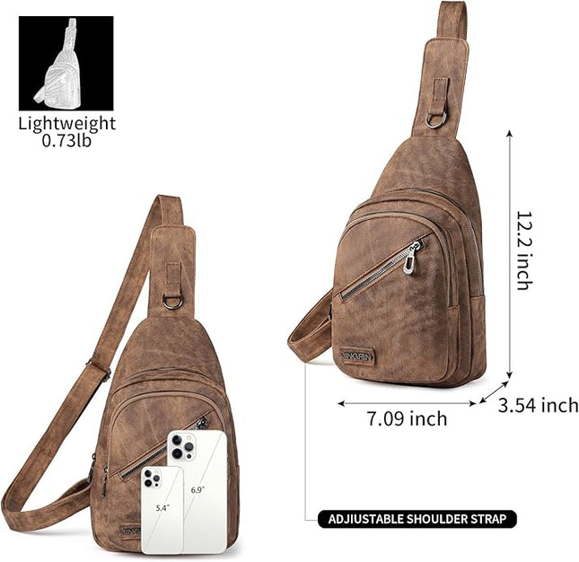 FALAN MULE Crossbody Bags for Women Trendy Leather Sling Chest Bag Fanny Packs for Women