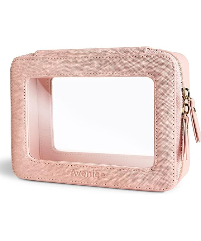 Aveniee Clear Makeup Bag Organizer,Large Travel Toiletry Bag for Women, Waterproof Cosmetic Pouch with Zippers,Car Organizers and Storage Case for Accessories,Pink