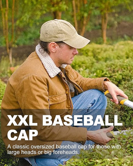 Zylioo XL XXL Oversize Baseball Cap, 100% Cotton Adjustable Dad Hat for Big Heads 23.5"-25.5", Soft Crown Large Size Cap