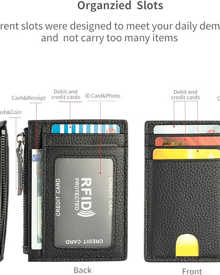 ilovever Slim Wallet for Women Small Leather RFID Blocking Credit Card Holder Minimalist Wallet with Coin Purses & Pouches,S Black