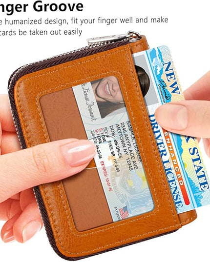FurArt Zipper Wallet Women, RFID Blocking Credit Card Wallet, Business Card Holder, Compact Size KeyChain Wallet