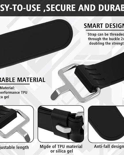 Sliner 5 Pack Reusable Industrial Straps 11.8'' 17.7'' 19.7'' 21.6'' 27.5'' Rubber Utility Strap with Buckle Adjustable Industrial Gear Tightening Tension Strap for Trucks Cargo Luggage Fastening