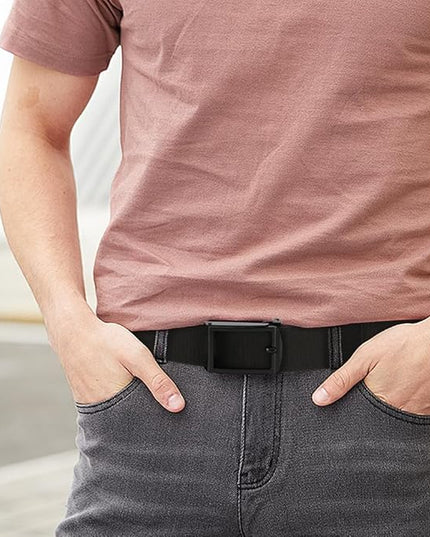 DOOPAI Stretch Canvas Belt for Men, Adjustable Elastic Holeless Web Belt for Casual, Golf, and Work, with Bottle Opener