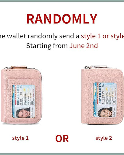RNIEGA Credit Card Holder Wallet RFID Blocking Leather Small Wallet for Women Double Zipper Wallet with ID Window