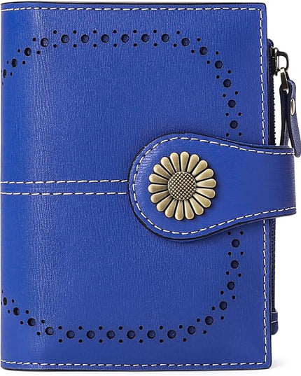 SENDEFN Small Womens Wallet Leather Bifold Card Holder RFID Blocking with Zipper Coin Pocket
