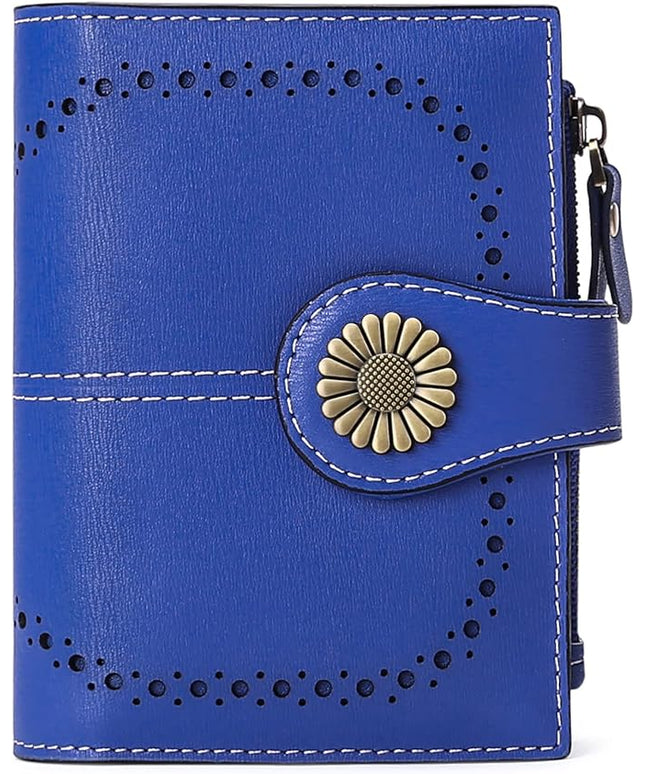 SENDEFN Small Womens Wallet Leather Bifold Card Holder RFID Blocking with Zipper Coin Pocket