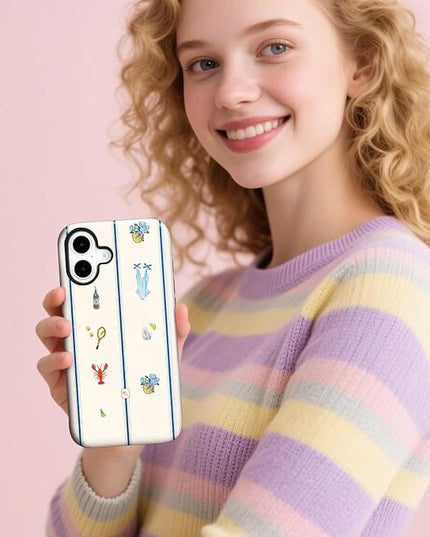 Magnetic for iPhone 17 Case Cute Frog Stripes Phone Case, Summer Shockproof Slim TPU and Hard PC Protective Phone Cover Compatible with MagSafe Designed for Women Girls