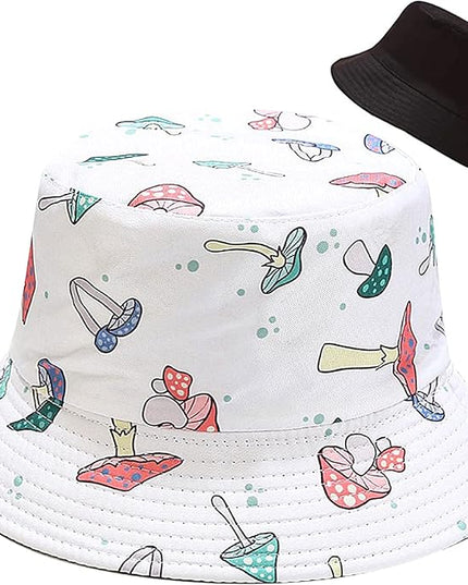 XYIYI Cute Bucket Hat Beach Fisherman Hats for Women, Reversible Double-Side-Wear