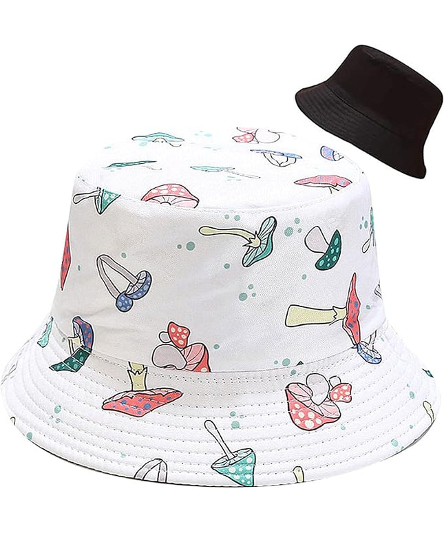 XYIYI Cute Bucket Hat Beach Fisherman Hats for Women, Reversible Double-Side-Wear