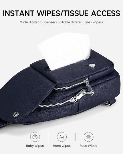 befen Anti Theft Genuine Leather Sling Bag for Women RFID Small Crossbody Bag Chest Bag Leather Fanny Packs for Travel