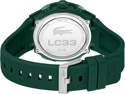 Lacoste LC33 Men's Analog-Digital Watch – TR90 Case, World Clock, Stopwatch, Alarm, Backlight, Textured Silicone Strap, Premium Fashion Timepiece - Gift for Him - 45mm