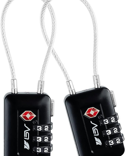 TSA Accepted Luggage Travel Lock, Set-Your-Own Combination Lock for School Gym Locker, Luggage Suitcase Baggage Locks, Filing Cabinets, Toolbox, Case (Black, 2 Pack)