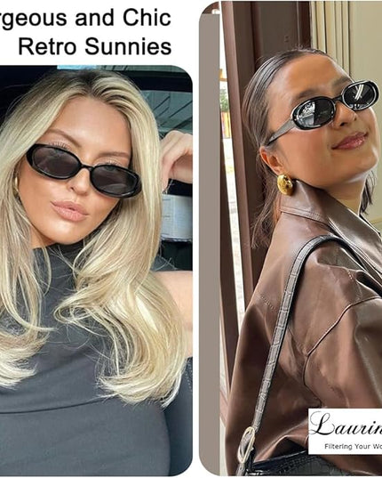 90s Sunglasses for Women Men Retro Small Oval Sunglasses