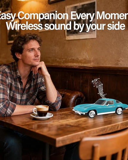 Retro American Style car Bluetooth Speaker, Portable Wireless Outdoor Speaker, TWS Stereo, Support USB/TF/AUX, Party Bluetooth Speaker with Microphone,Classic car Gifts for Men(Green)