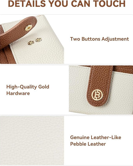 BOSTANTEN Slim Wallet for Women Small RFID Blocking Credit Card Holder Leather Bifold Wallets with Zipper Coin Pocket Beige＆Brown