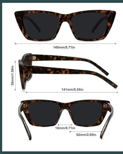 WOWSUN Narrow Small Vintage Polarized Cat Eye Sunglasses for Women