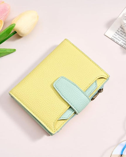 Airkit Small Wallet Women RFID Blocking Soft Leather Bifold Compact Card Holder Wallet for Women with Zipper Coin Pocket 4 ID Window