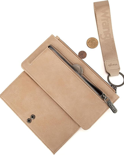 X Wrangler Minimalist Wristlet with Wallet Large Clutch Wallet Women Rfid Card Cases & Money Organizers with Coin Purse and Smooth Zipper