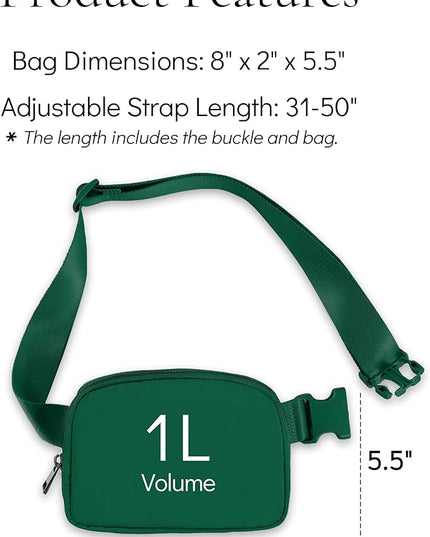 YOSHUYUKI Cross Body Fanny Packs for Women Men Fashion Waist Bag Pouch Nylon Small Travel Crossbody Bags Mini Purse Everywhere Belt Bag Bum Bag for Workout Running Hiking Everglade Green
