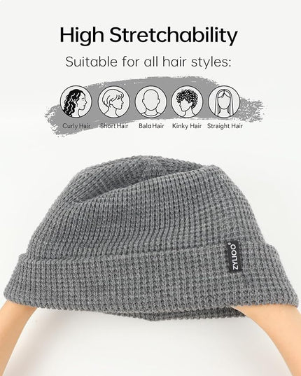 Zylioo XXL Oversize Waffle Knit Beanie,Large Winter Warm Hats for Men Women, Durable Premium Toboggan Hat for Big Heads