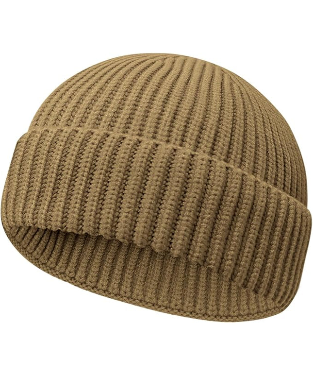 Wool Fisherman Beanies for Men Women Short Cuff Knit Beanie Winter Warm Hats Trawler Hat Stylish Watch Cap