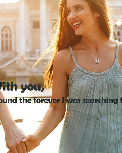 Rose Heart Pendant Necklace Gifts for Wife, Engraved 'I love you' Gift for Wife Girlfriend, Anniversary Birthday Eternity Jewelry Present for Women, Moissanite Necklace Gift for Her
